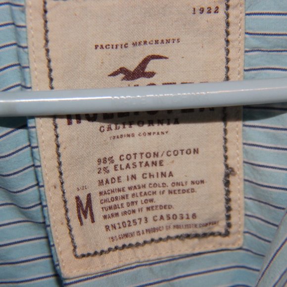 Like New Kids Hollister Size Medium Blue Striped Button up - Picture 2 of 3